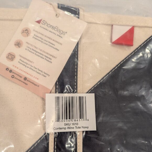 NWT ShoreBags Contemporary Double Wine Tote Canvas Boat Bag Bottle Bag Carrier - Picture 6 of 8